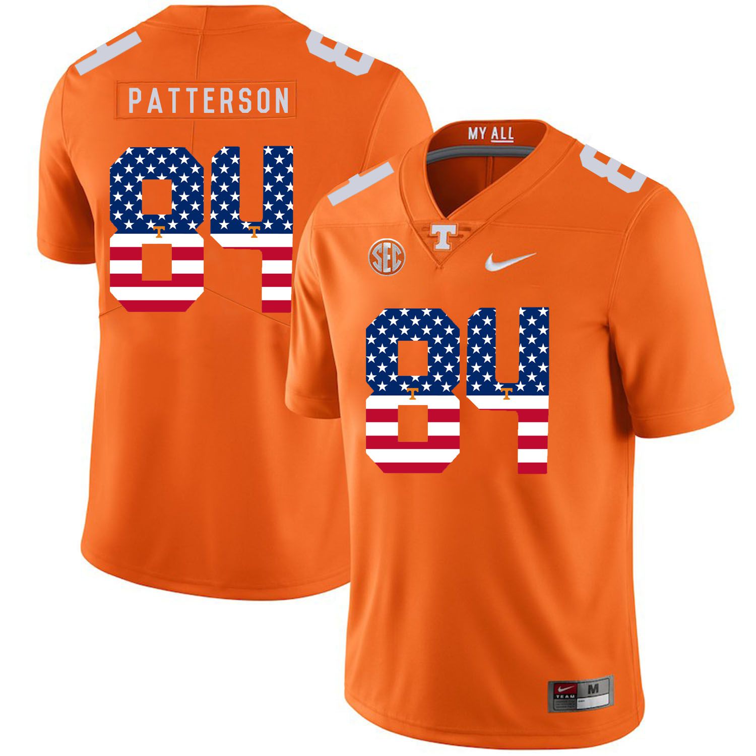 Men Tennessee Volunteers #84 Patterson Orange Flag Customized NCAA Jerseys->customized ncaa jersey->Custom Jersey
